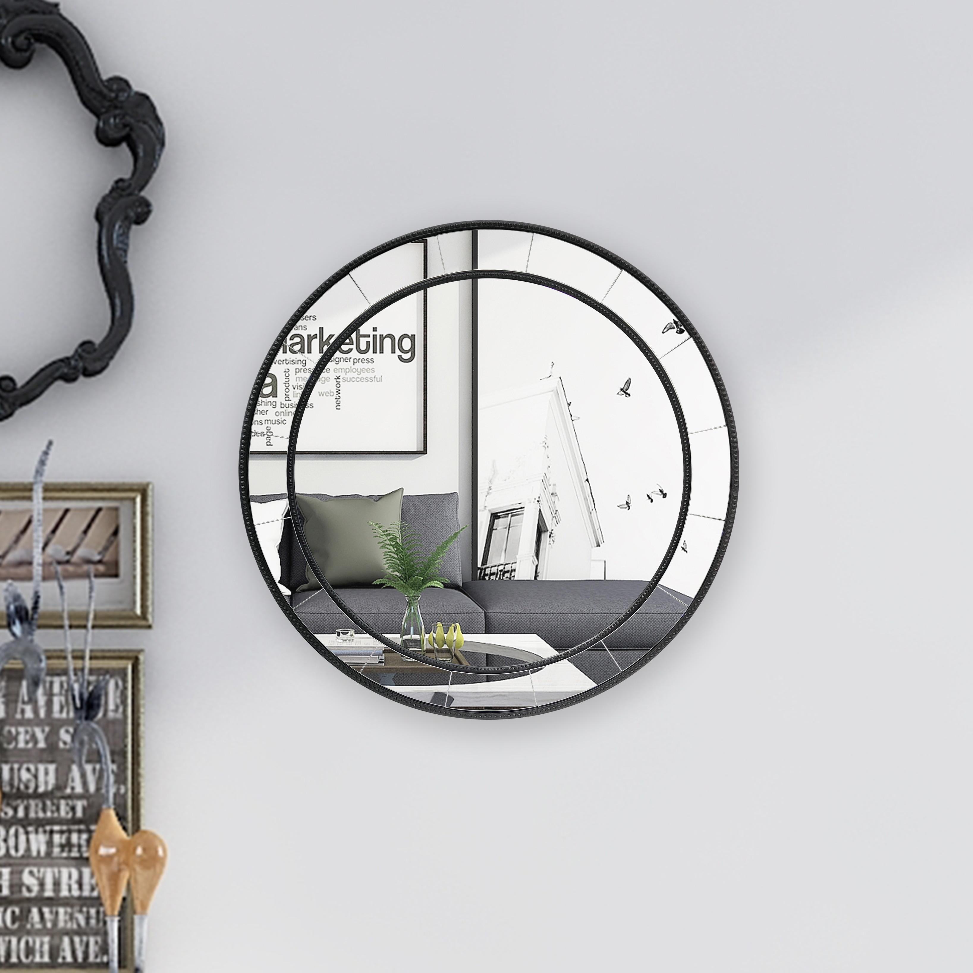 large black round mirror
